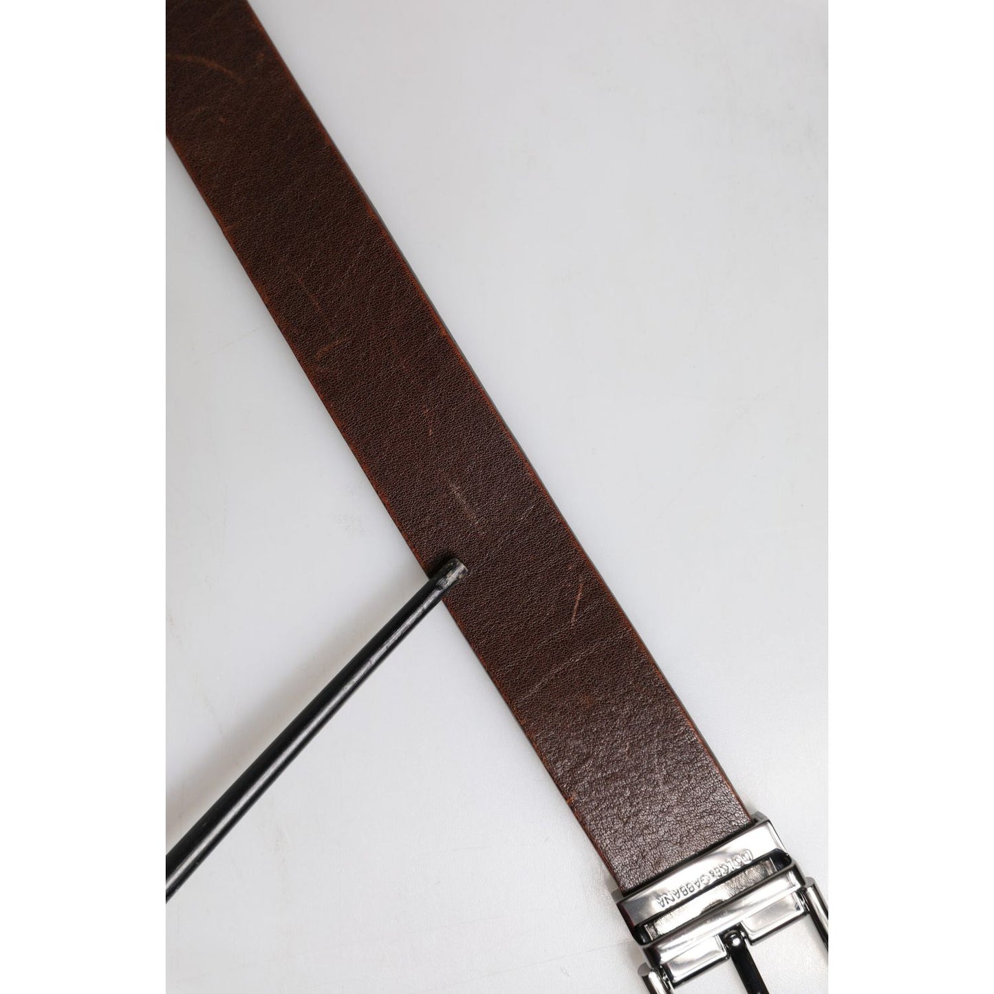 Dolce & Gabbana Brown Leather Classic Metal Logo Buckle Belt BEL9312-90