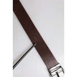 Dolce & Gabbana Brown Leather Classic Metal Logo Buckle Belt BEL9312-90