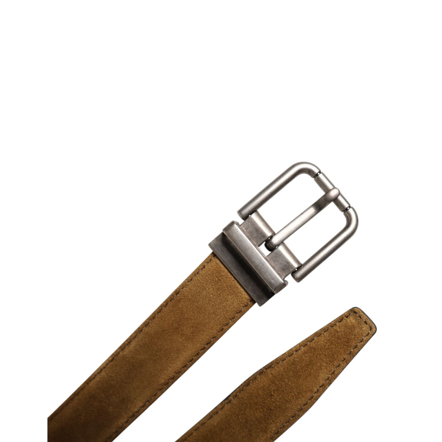 Dolce & Gabbana Brown Velvet Leather Logo Buckle Belt BEL9317-90