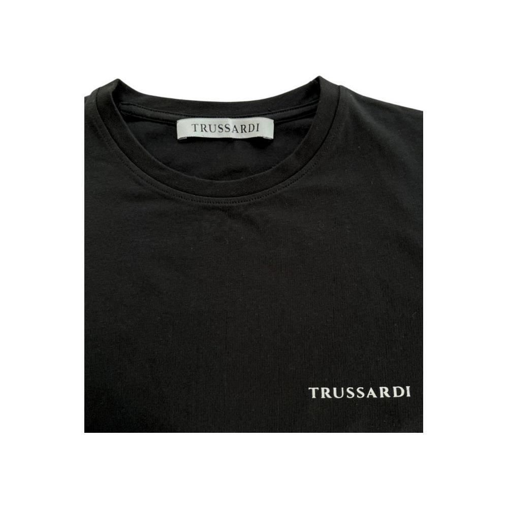 Trussardi Beachwear Black Cotton Men T-Shirt TR-24803-S