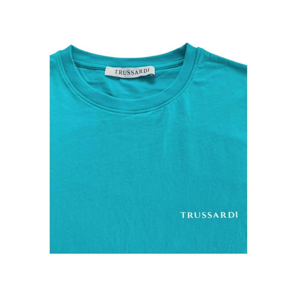 Trussardi Beachwear Light Blue Cotton Men T-Shirt TR-24805-M
