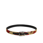 Dolce & Gabbana Gold Floral Jacquard Leather Metal Buckle Belt BEL9355-90