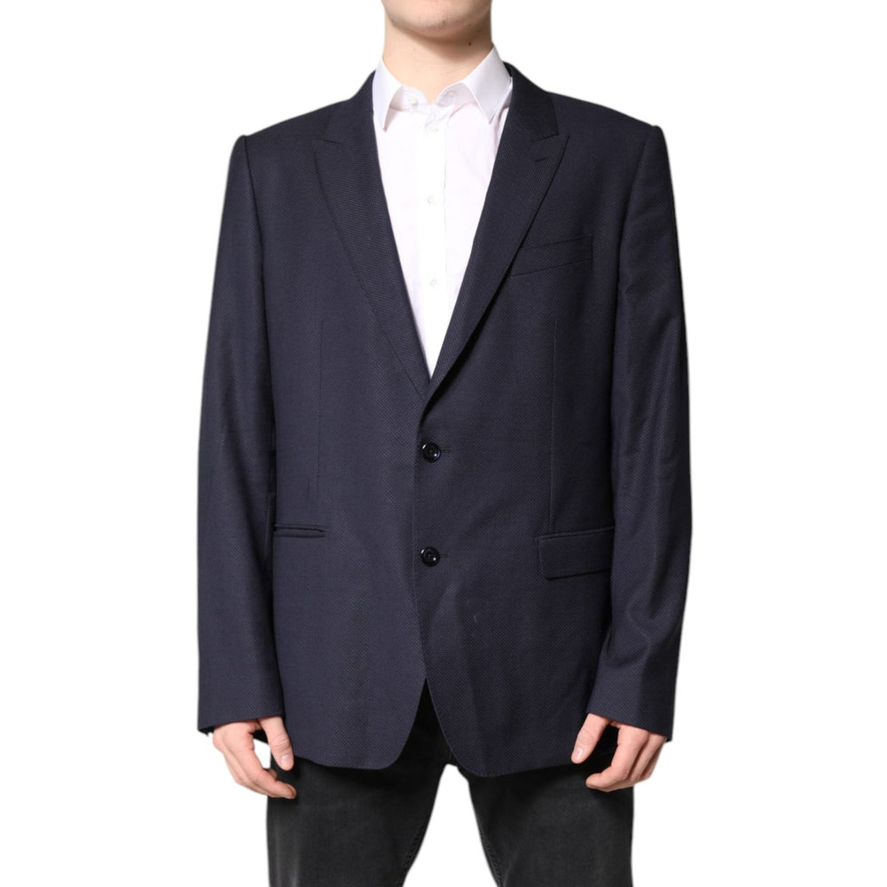 Dolce & Gabbana Black Wool Single Breasted Coat Blazer Suit JKT41307-58