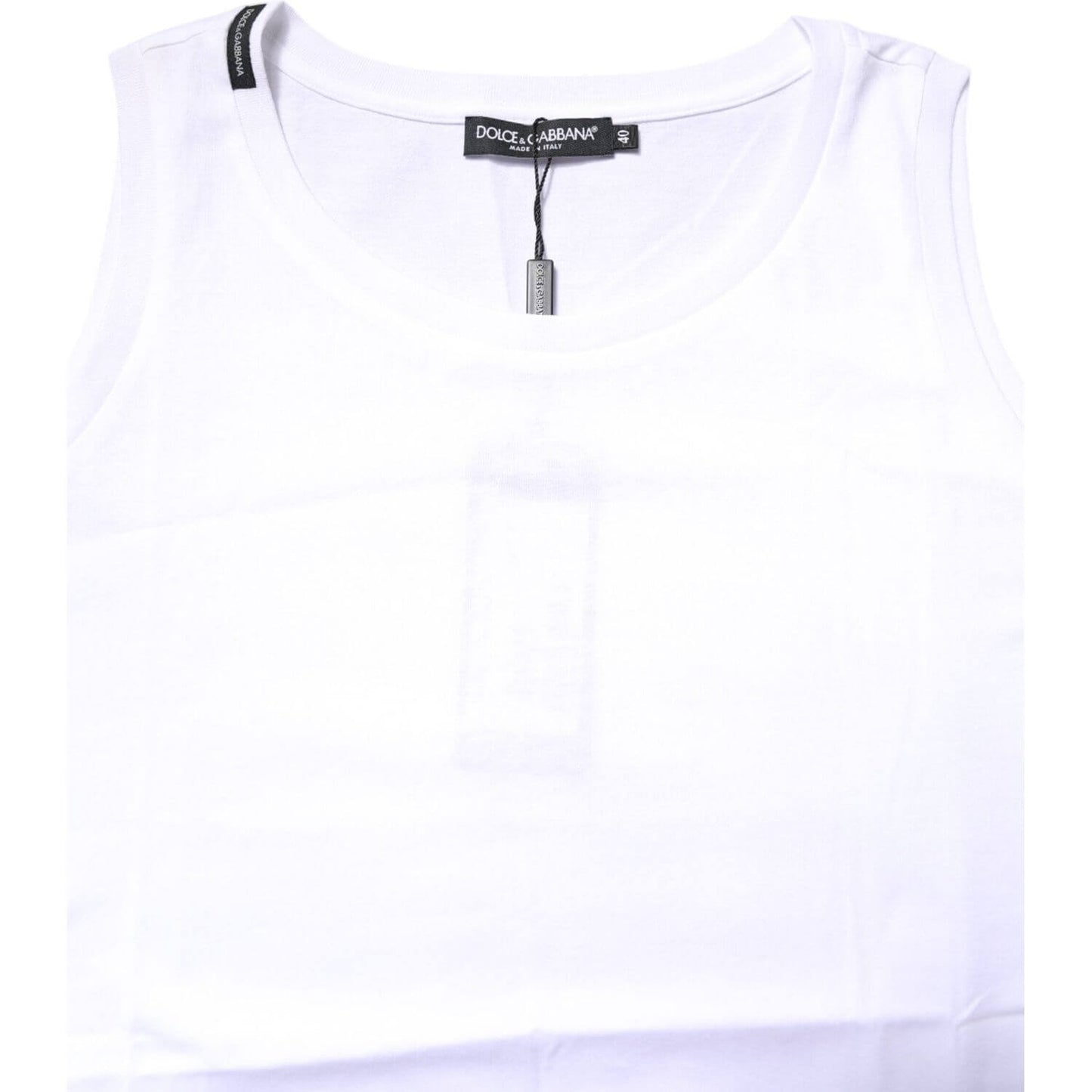 Dolce & Gabbana White Cotton Sleeveless Crew Neck T-shirt TSH878595-36