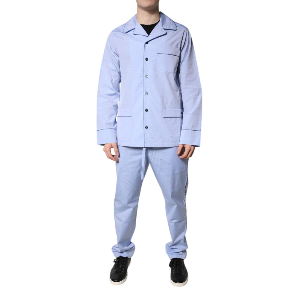 Dolce & Gabbana Light Blue DG Logo Cotton Men Pajama Set Sleepwear KOS2285-39
