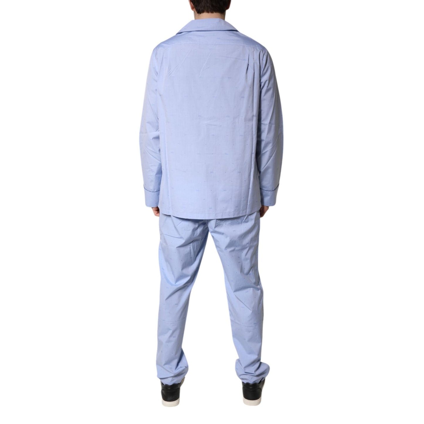 Dolce & Gabbana Light Blue DG Logo Cotton Men Pajama Set Sleepwear KOS2285-39