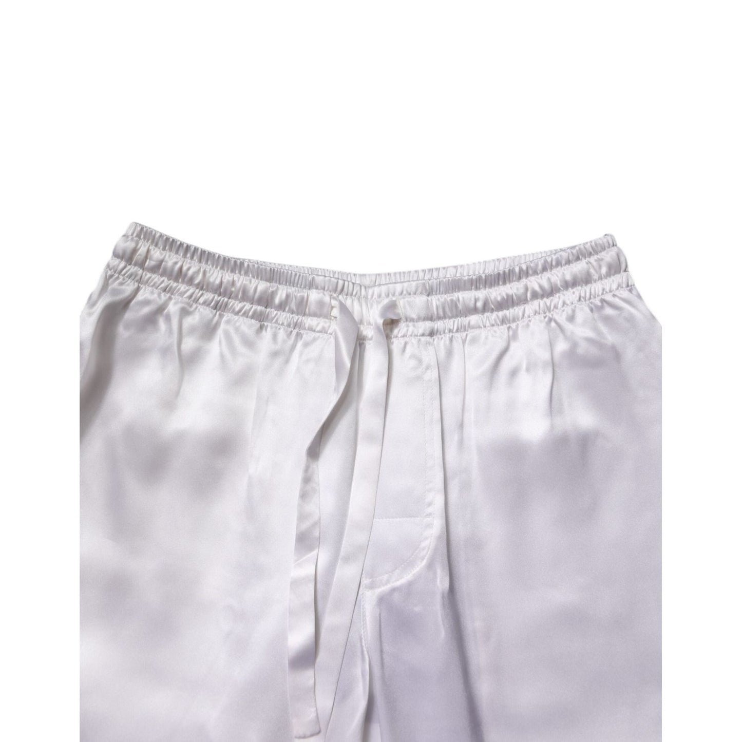 Dolce & Gabbana White Satin Silk Men Pajama Set Sleepwear KOS2290-38