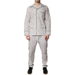 Dolce & Gabbana White Black Stripes Cotton Men Pajama Set Sleepwear KOS2292-39