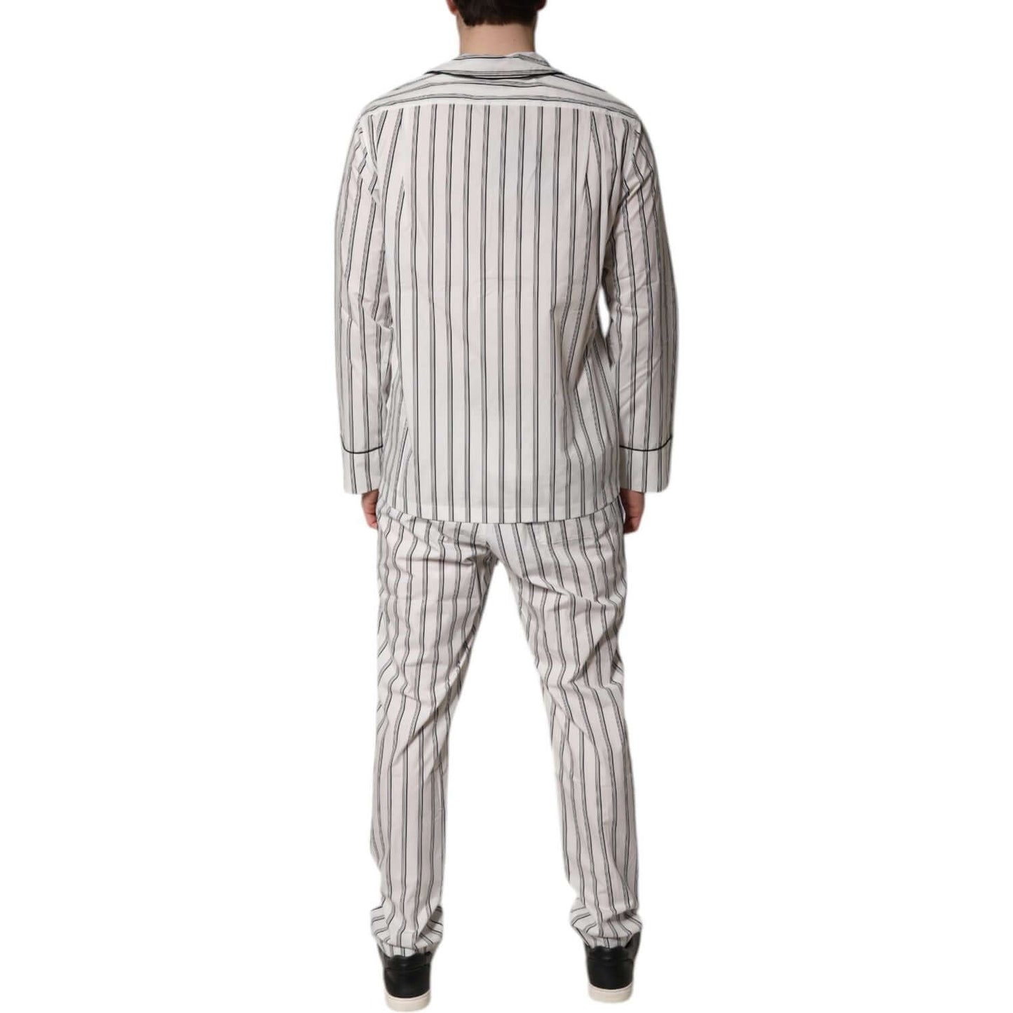 Dolce & Gabbana White Black Stripes Cotton Men Pajama Set Sleepwear KOS2292-39