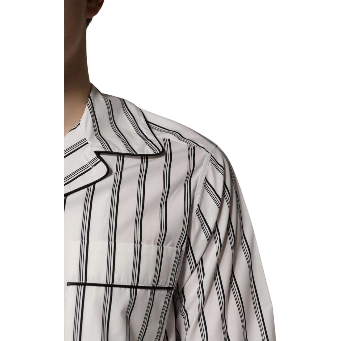 Dolce & Gabbana White Black Stripes Cotton Men Pajama Set Sleepwear KOS2292-39