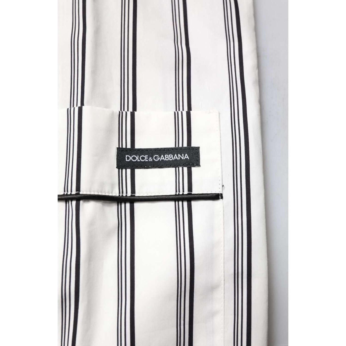 Dolce & Gabbana White Black Stripes Cotton Men Pajama Set Sleepwear KOS2292-39