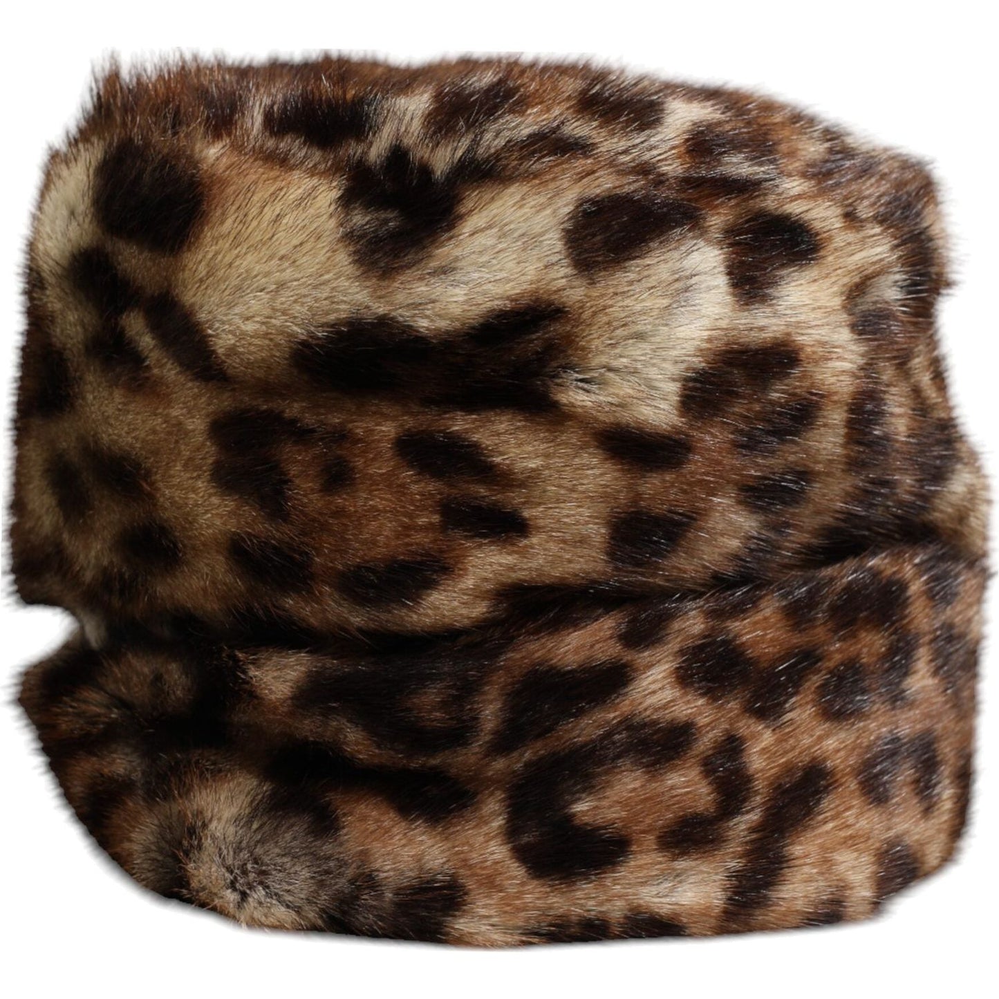 Dolce & Gabbana Brown Leopard Faux Fur Women Bucket Hat Dolce & Gabbana Dark Slate Gray