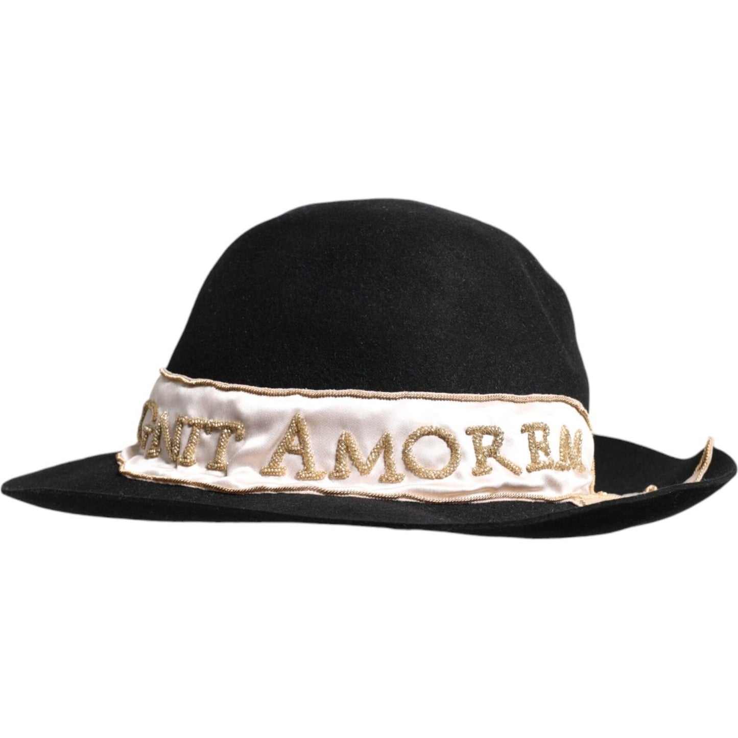 Dolce & Gabbana Black Logo Sequin Embroidery Wide Brim Hat Dolce & Gabbana Light Gray