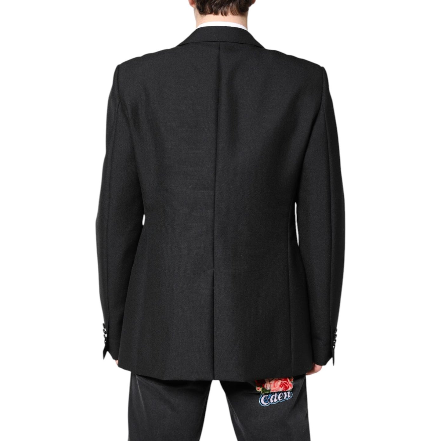 Dolce & Gabbana Black Wool Single Breasted Coat Blazer JKT4112-54