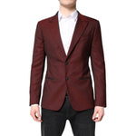Dolce & Gabbana Maroon Wool Slim Fit Men Coat Jacket Blazer JKT4115-48