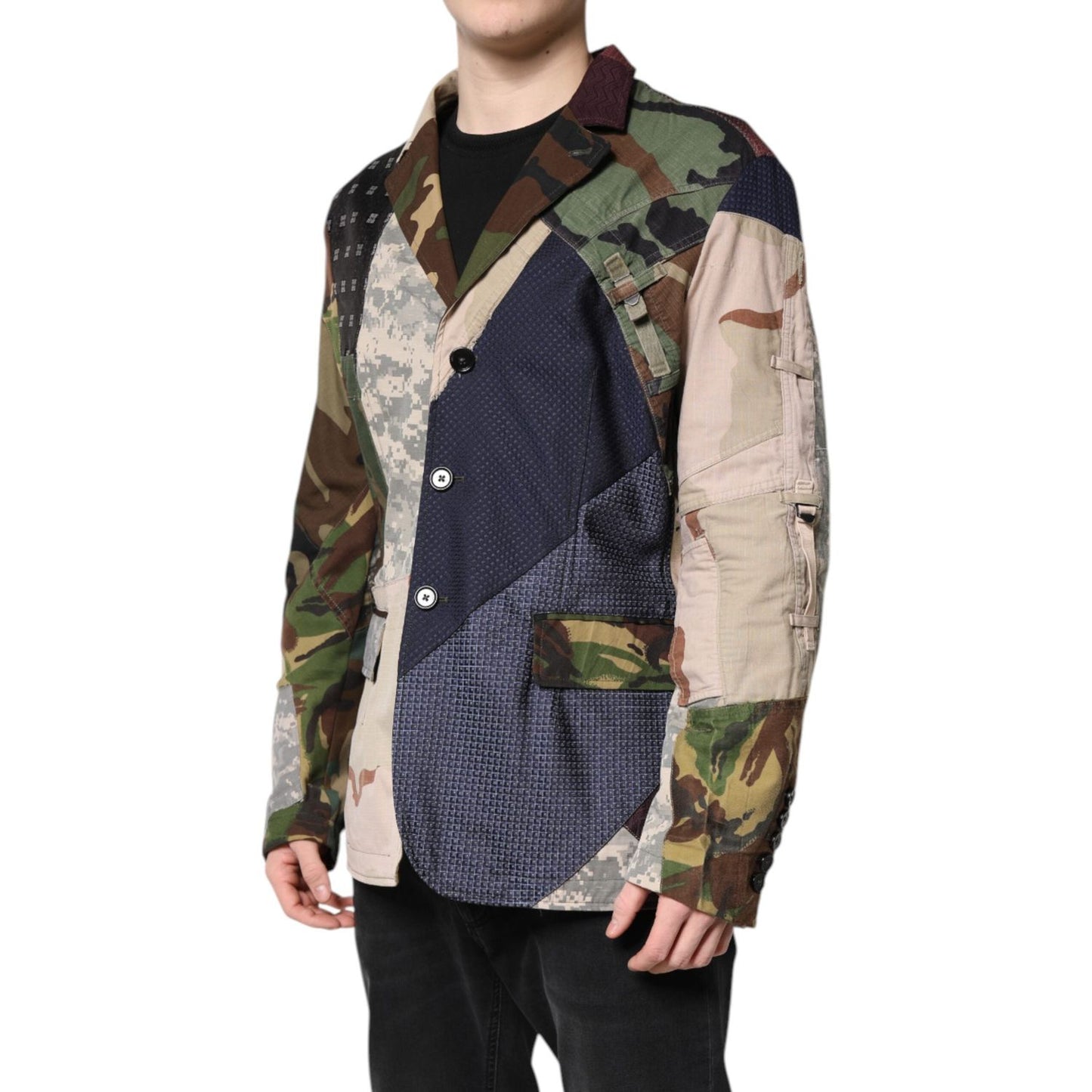 Dolce & Gabbana Multicolor Camouflage Patchwork Coat Blazer JKT4125-48