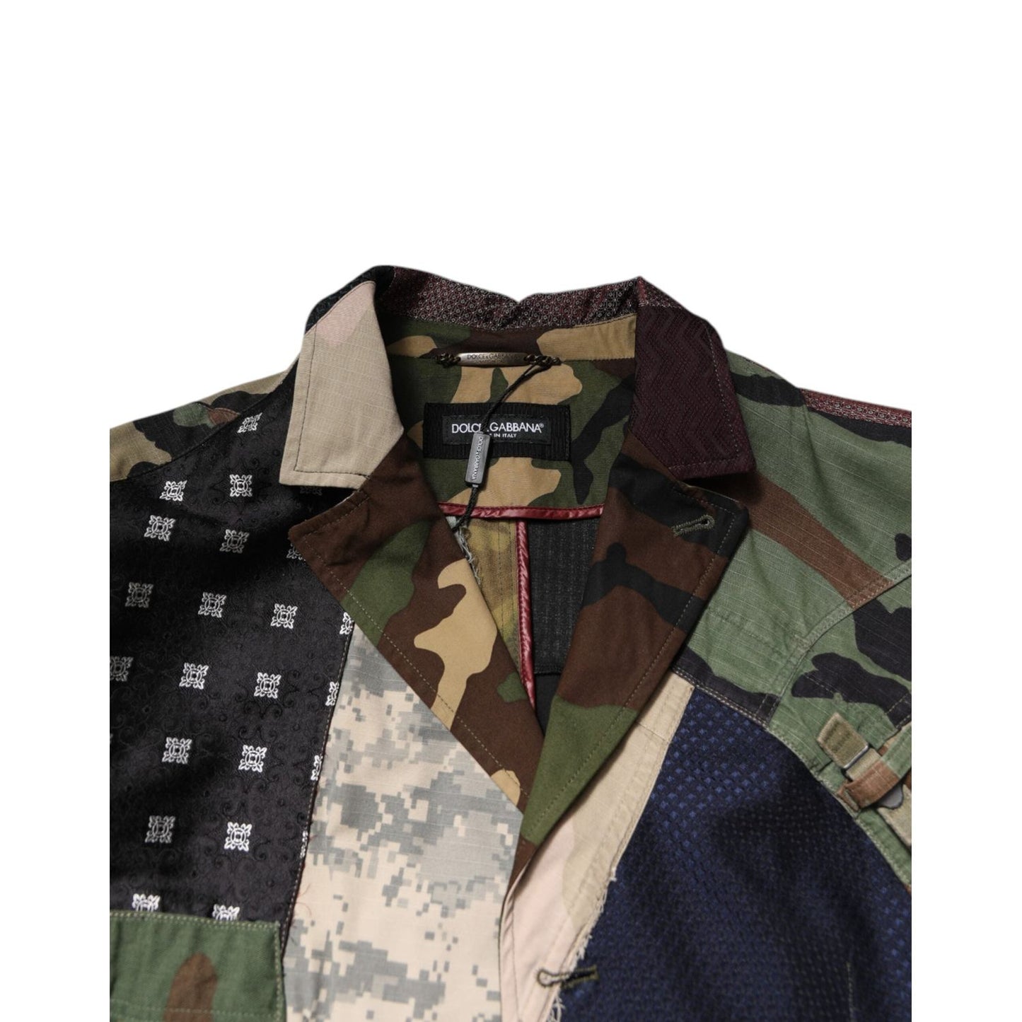 Dolce & Gabbana Multicolor Camouflage Patchwork Coat Blazer JKT4125-48