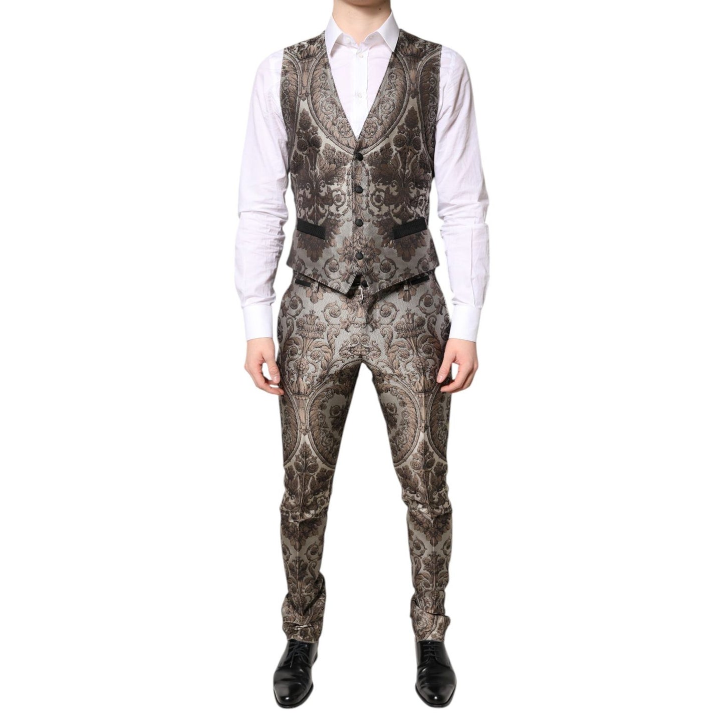 Dolce & Gabbana Multicolor Jacquard Single Breasted 3 Piece Suit KOS2275-46