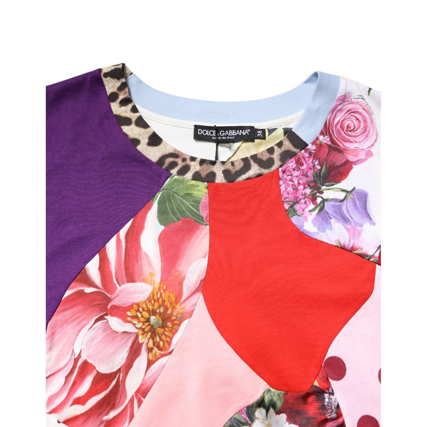 Dolce & Gabbana Multicolor Patchwork Short Sleeve Blouse Top