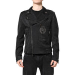 Dolce & Gabbana Black Brocade Cotton Full Zip Biker Jacket JKT4187-50