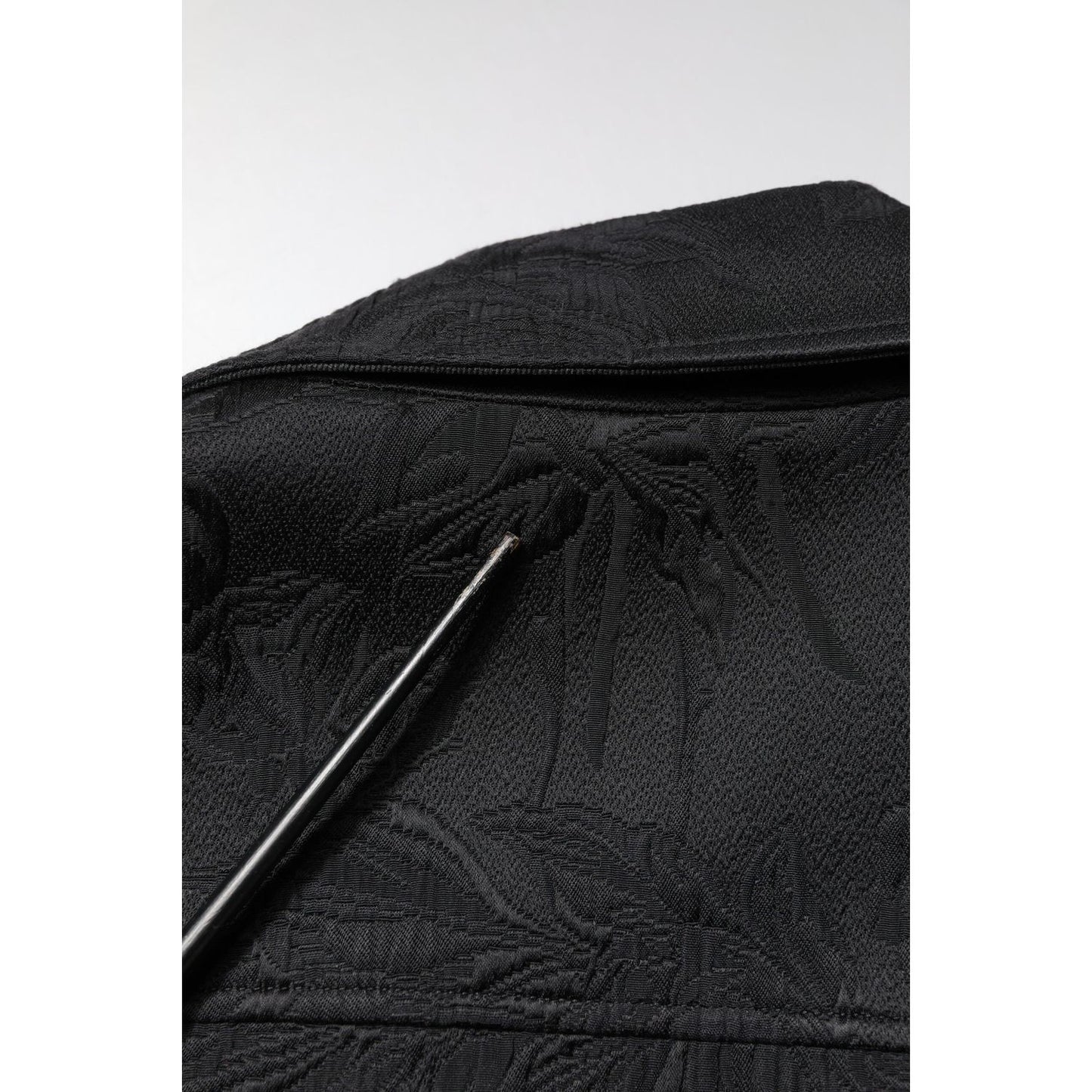 Dolce & Gabbana Black Brocade Cotton Full Zip Biker Jacket JKT4187-50