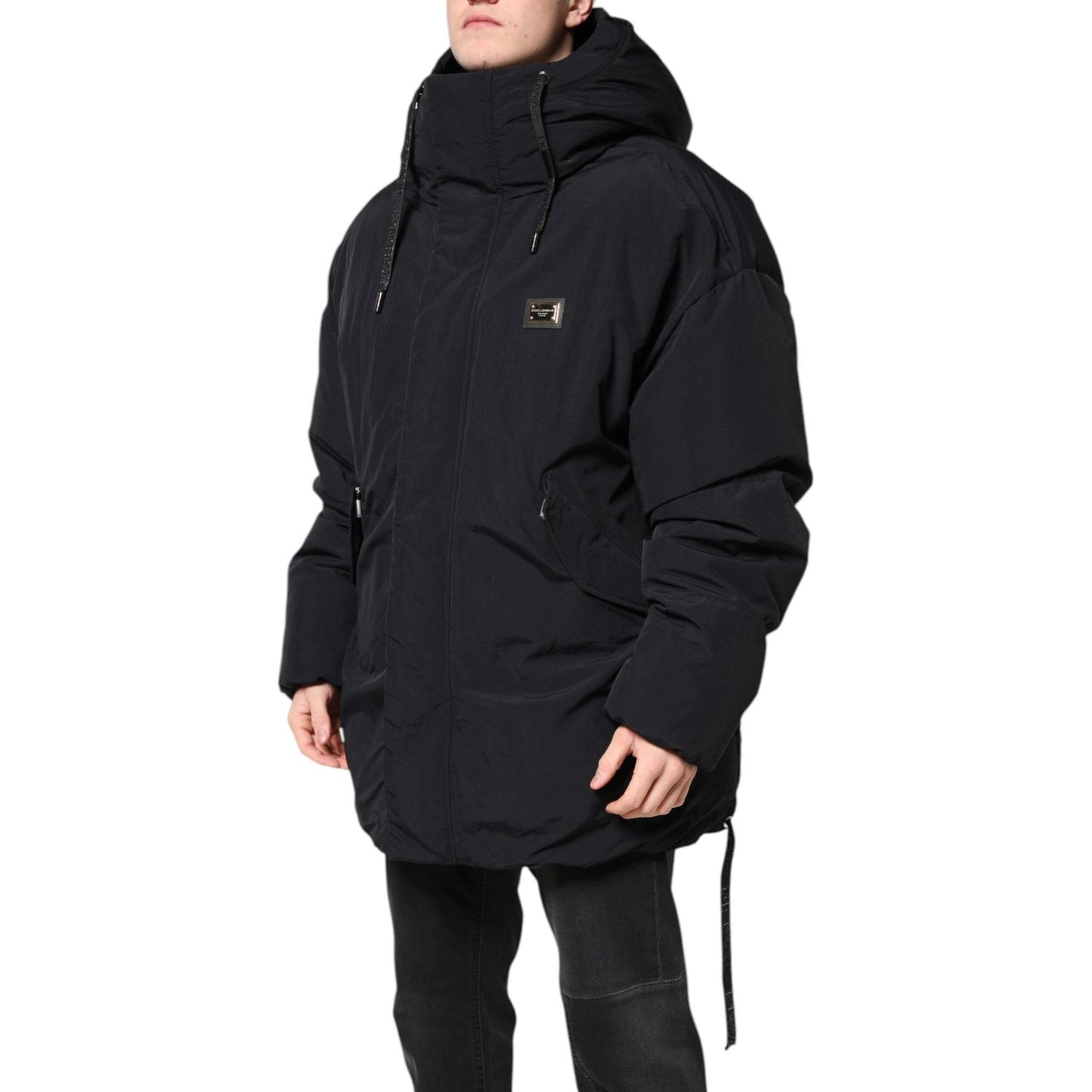 Dolce & Gabbana Black Nylon Full Zip Hooded Parka Jacket JKT41403-52