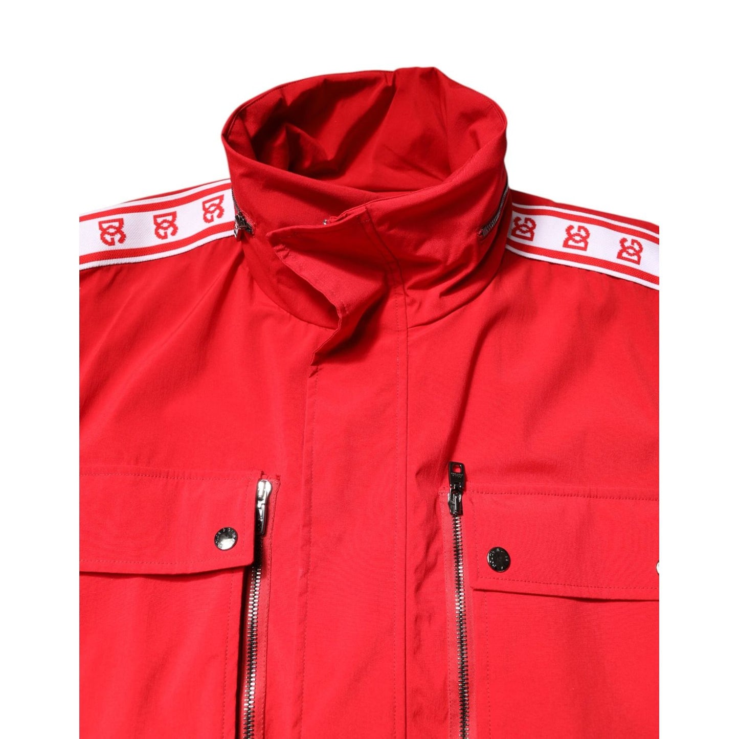 Dolce & Gabbana Red White Nylon Full Zip Windbreaker Jacket JKT41407-52