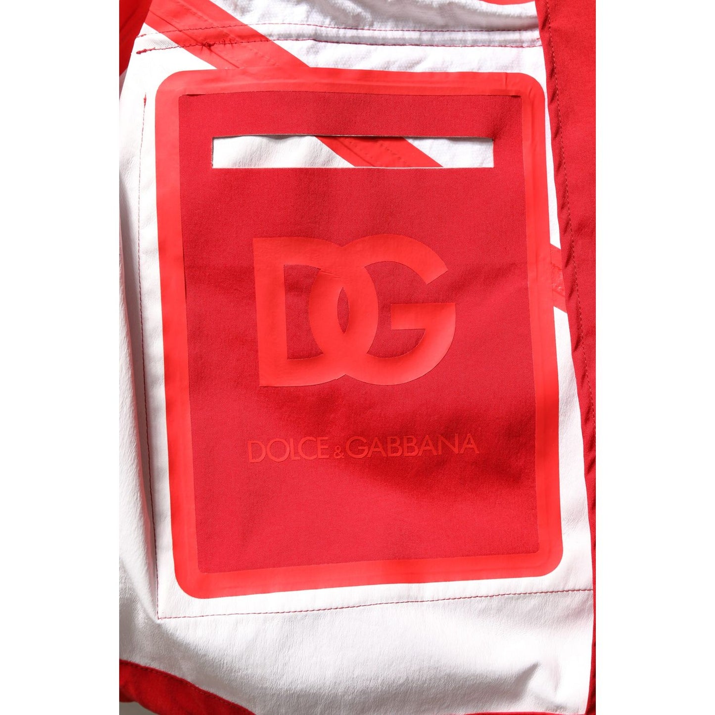 Dolce & Gabbana Red White Nylon Full Zip Windbreaker Jacket JKT41407-52