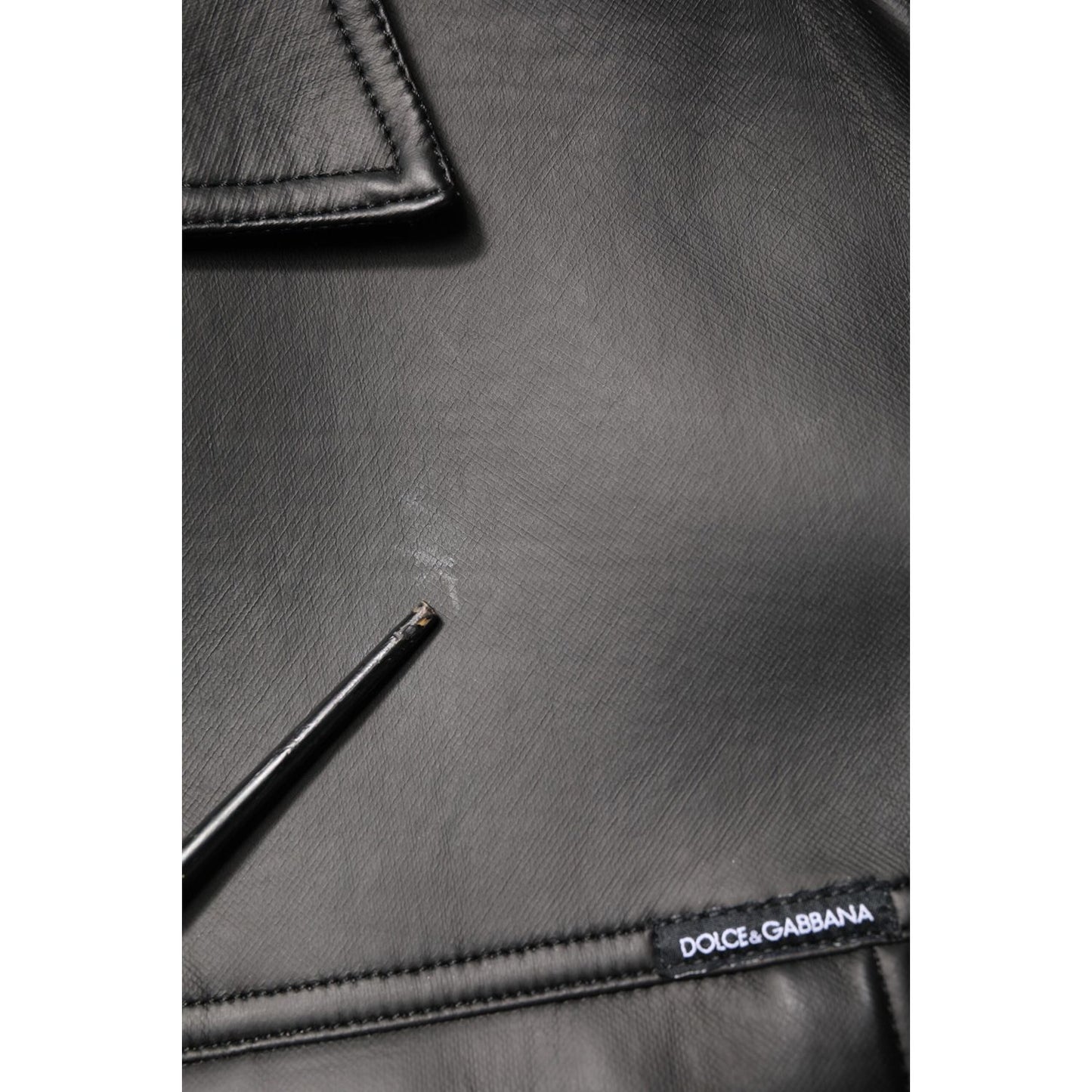 Dolce & Gabbana Black Polyester Button Down Biker Jacket JKT41408-52