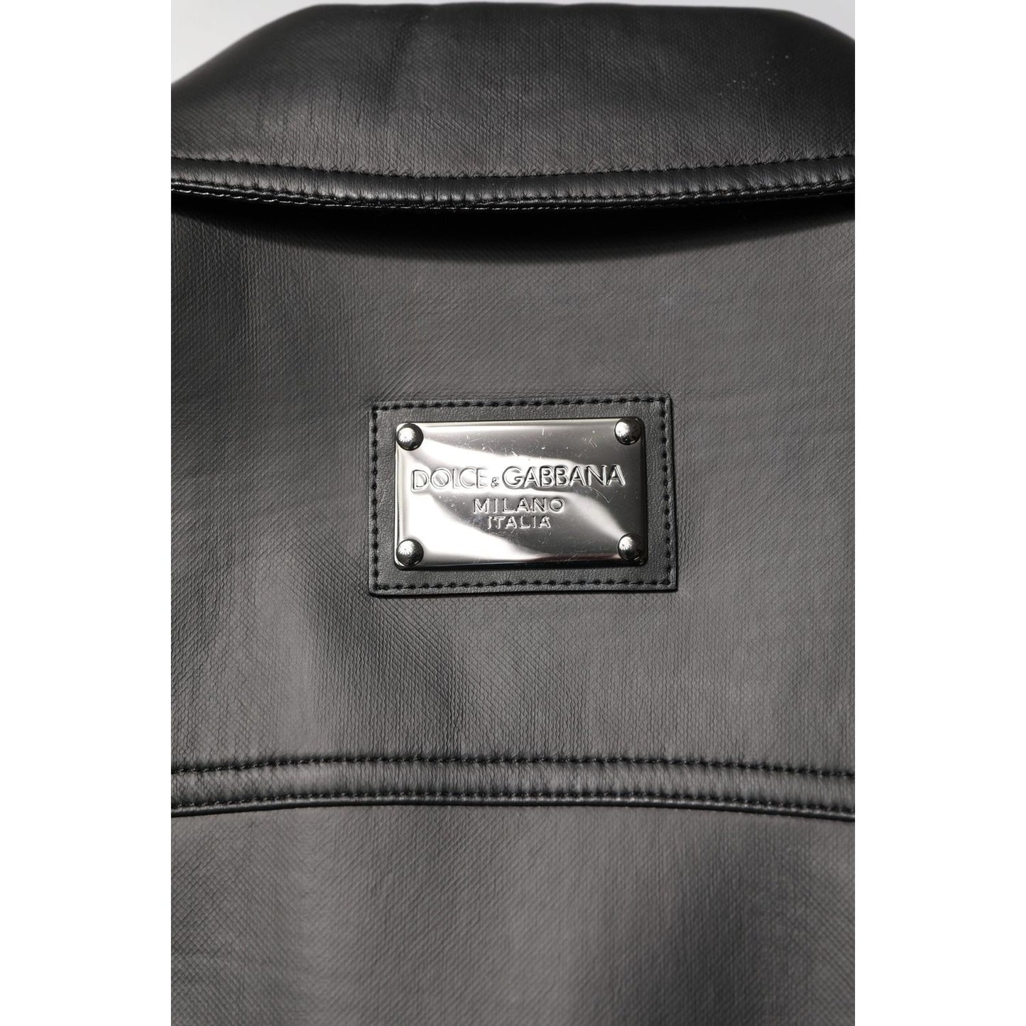 Dolce & Gabbana Black Polyester Button Down Biker Jacket JKT41408-52