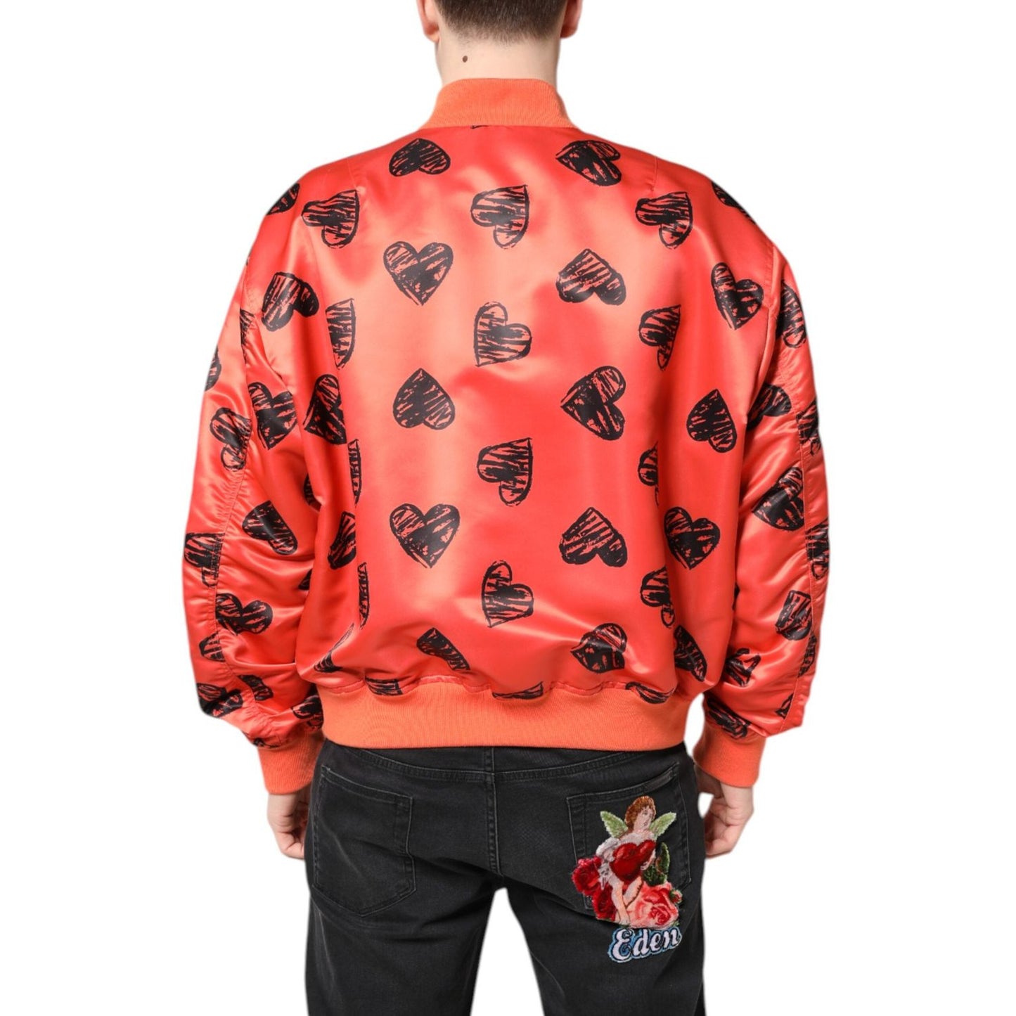 Dolce & Gabbana Orange DG Heart Full Zip Men Bomber Jacket JKT41411-54