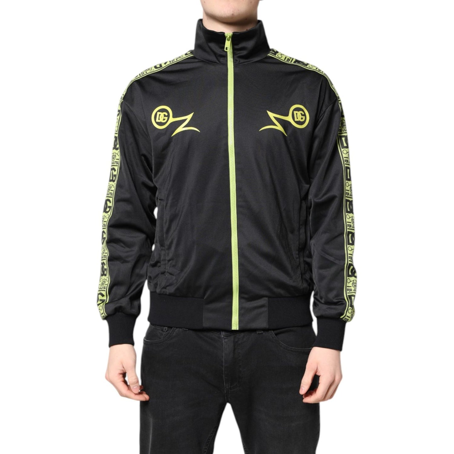 Dolce & Gabbana Black Logo Turtleneck Zip Bomber Jacket JKT41412-44