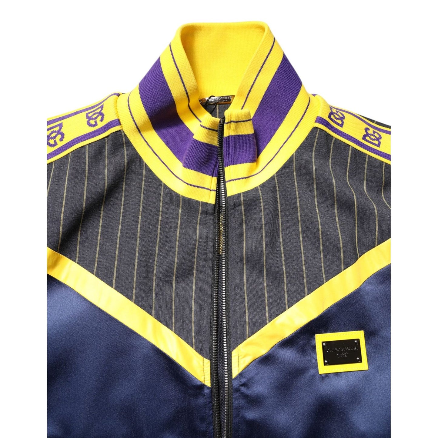 Dolce & Gabbana Black Striped Logo Full Zip Bomber Jacket JKT41413-52