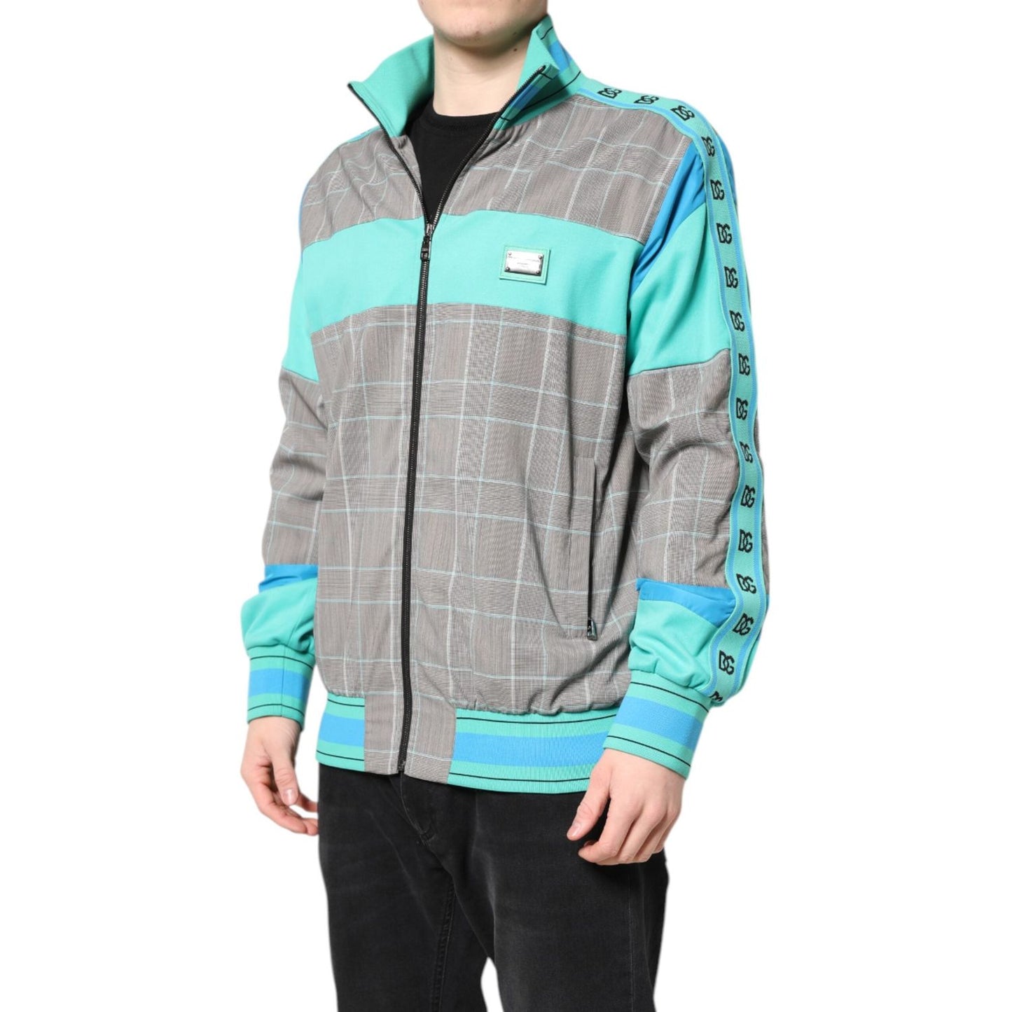 Dolce & Gabbana Multicolor Plaid Full Zip Windbreaker Jacket JKT41414-50