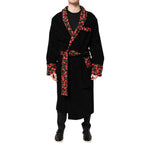 Dolce & Gabbana Black Cherry Print Wrap Robe Men Coat Jacket JKT41425-48