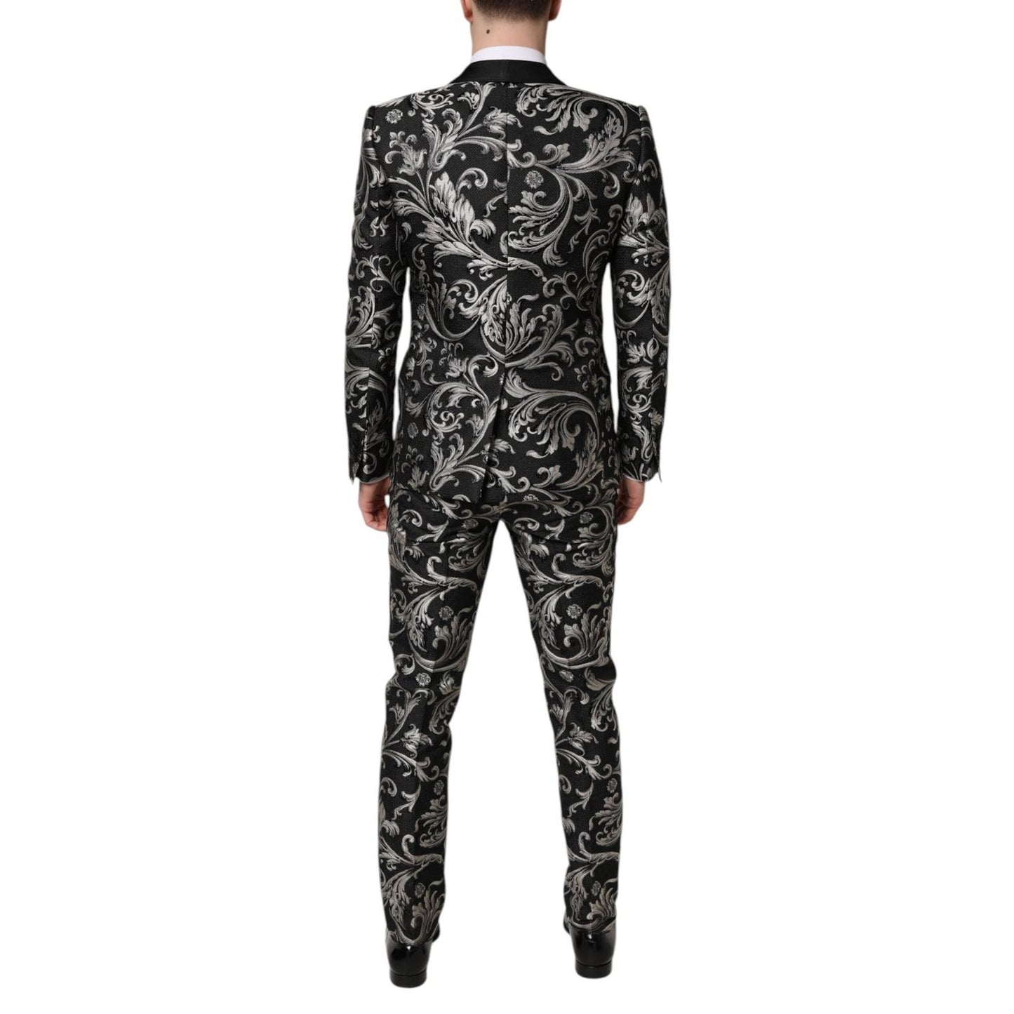 Dolce & Gabbana Black Gray MARTINI Jacquard Men 3 Piece Suit KOS2155-48