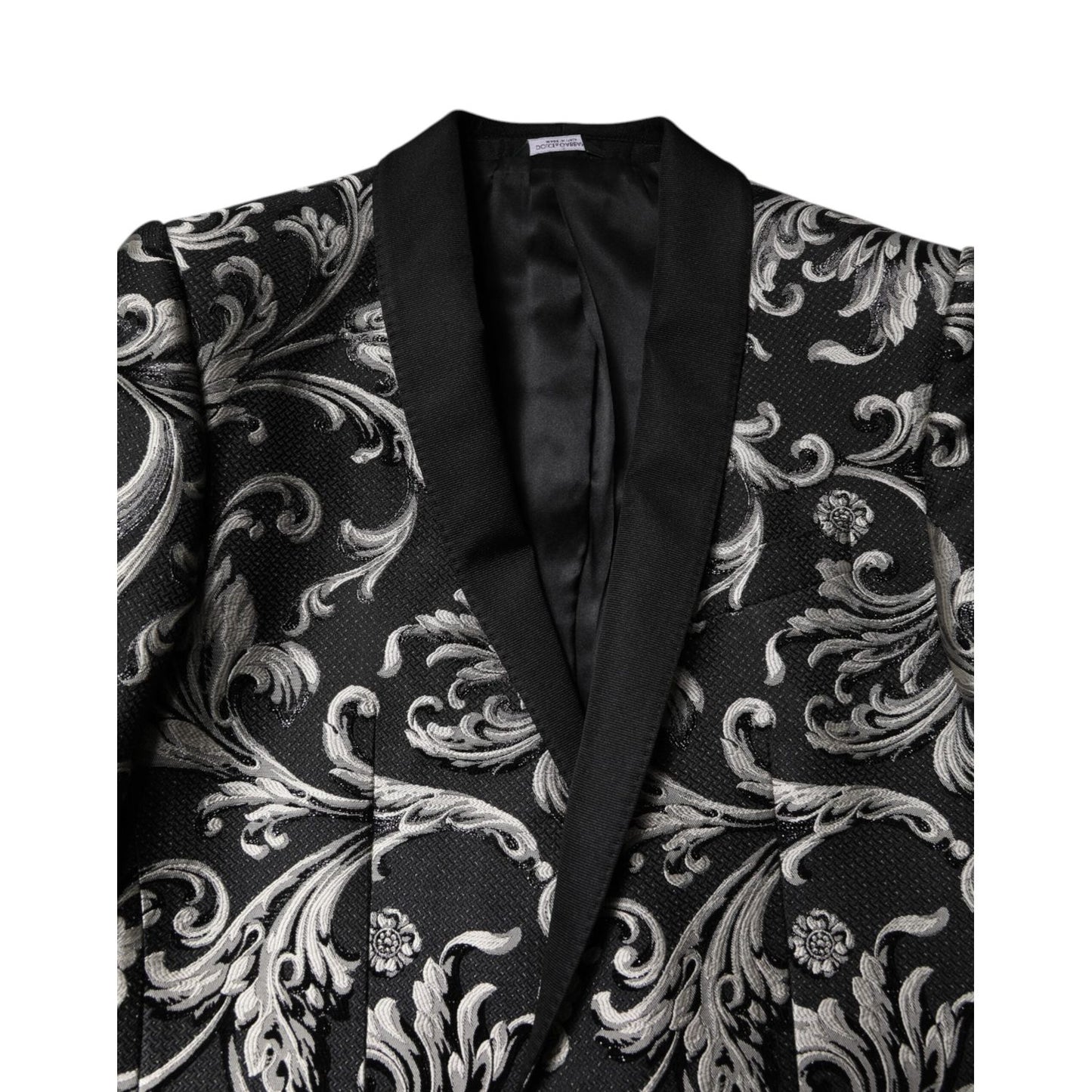 Dolce & Gabbana Black Gray MARTINI Jacquard Men 3 Piece Suit KOS2155-48