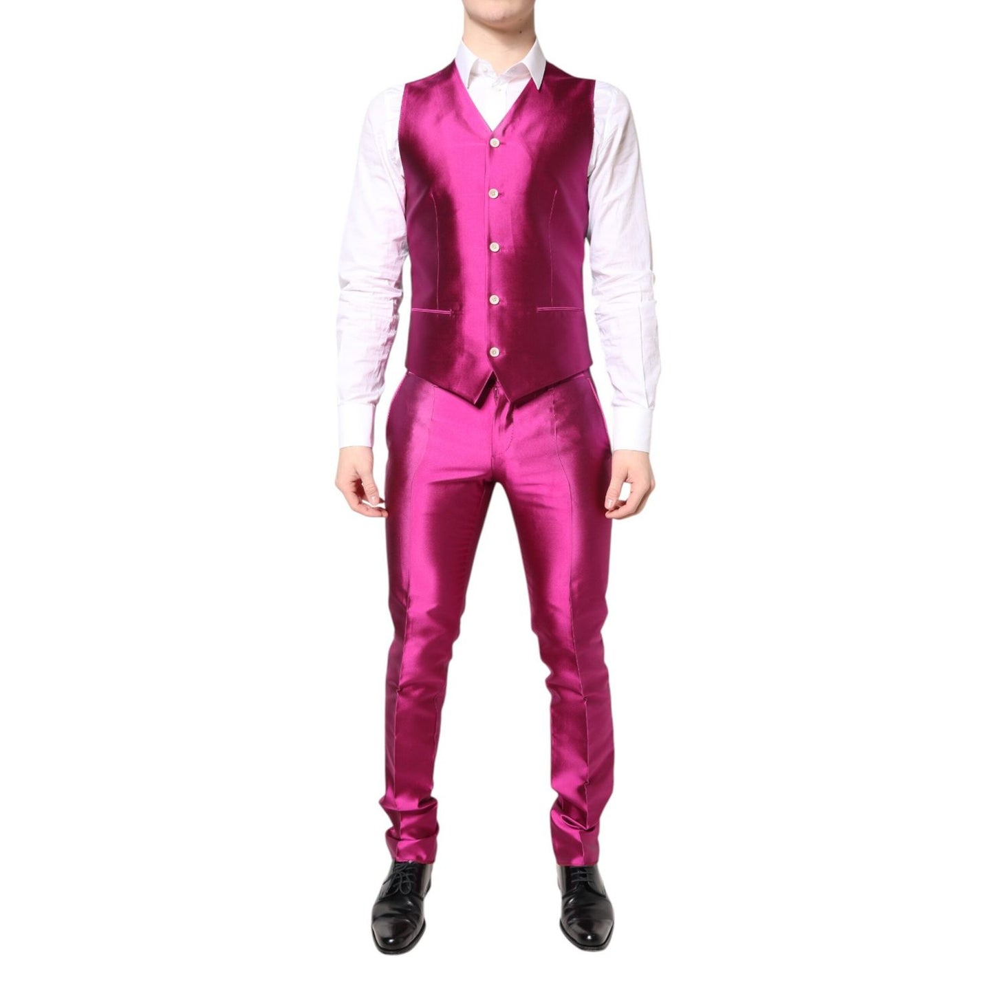 Dolce & Gabbana Pink SICILIA Double Breasted 3 Piece Suit KOS2224-46