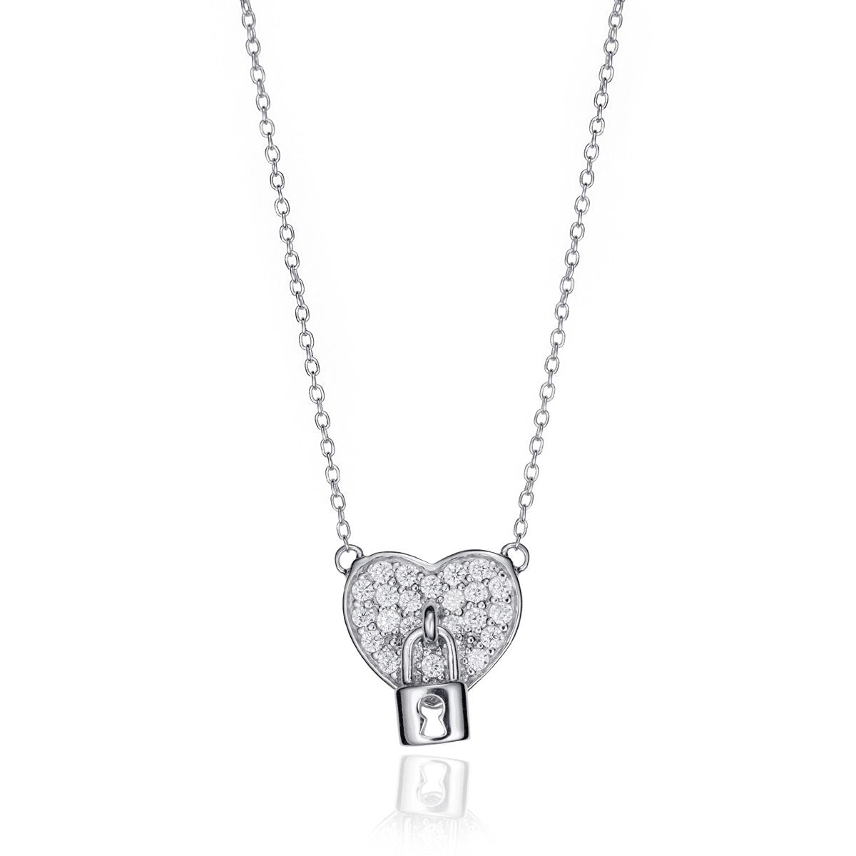 VICEROY JEWELS Mod. 71062C000-30: Silver heart necklace for ladies with a lock design, suitable for formal wear.