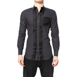 Dolce & Gabbana Black Polka Dot Long Sleeves Gold Formal Shirt TSH87753-38