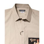 Dolce & Gabbana Beige Pin Up Print MARTINI Men Casual Shirt TSH87807-45