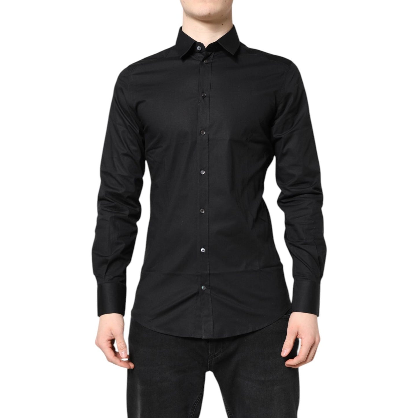 Dolce & Gabbana Black GOLD Cotton Long Sleeves Dress Shirt TSH87814-37
