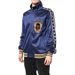 Dolce & Gabbana Blue Nylon Logo Patch Men Bomber Sweater THS90416-52