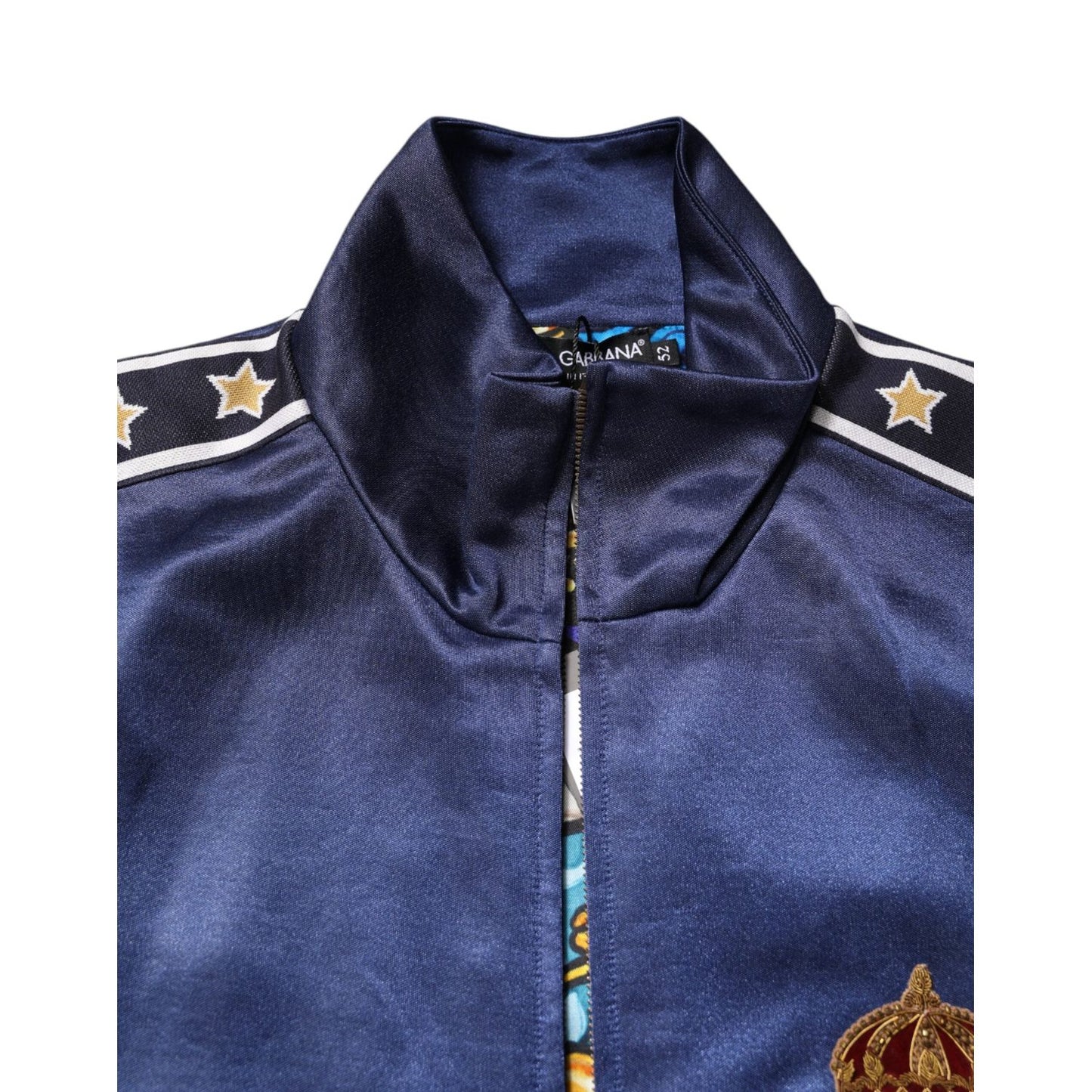 Dolce & Gabbana Blue Nylon Logo Patch Men Bomber Sweater THS90416-52