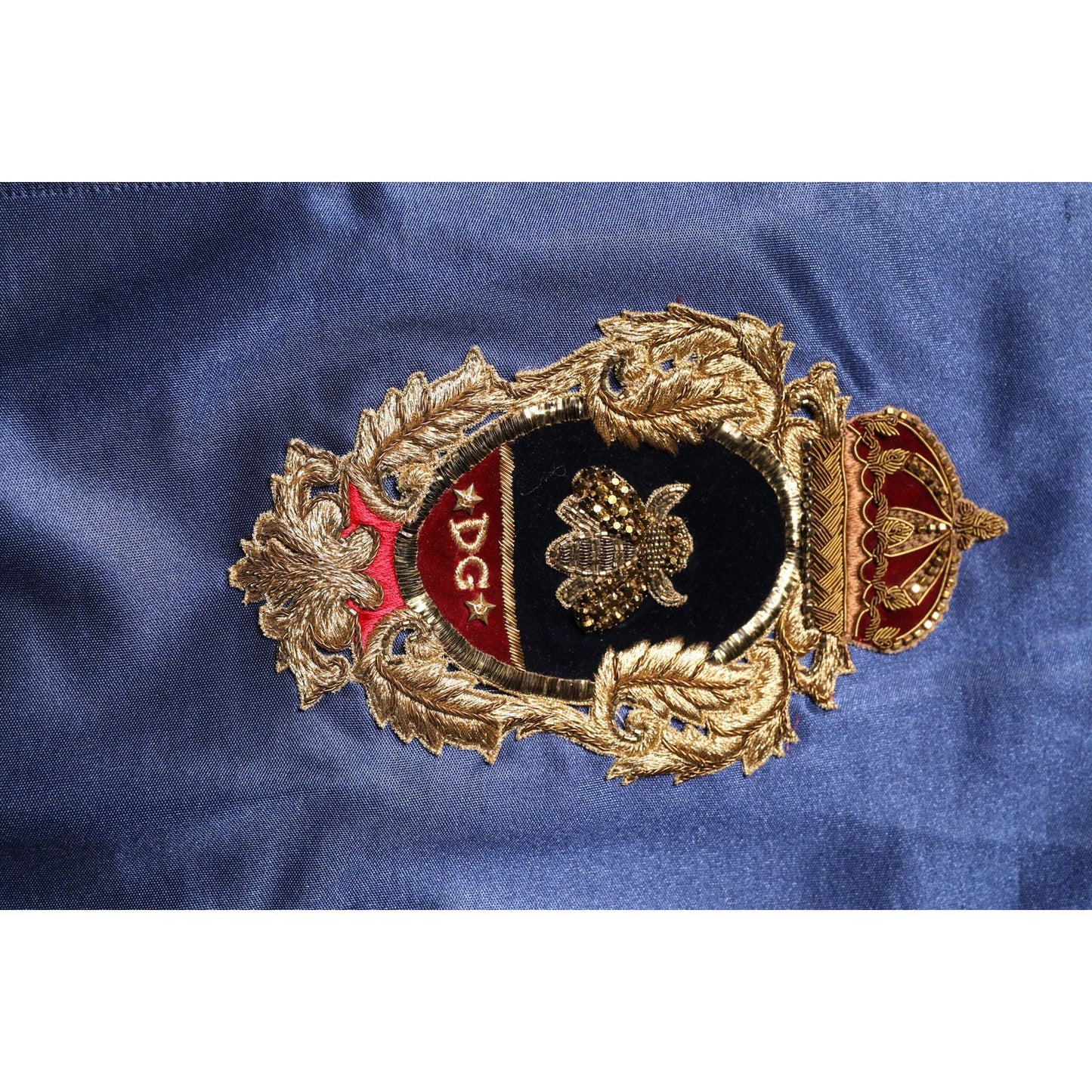 Dolce & Gabbana Blue Nylon Logo Patch Men Bomber Sweater THS90416-52