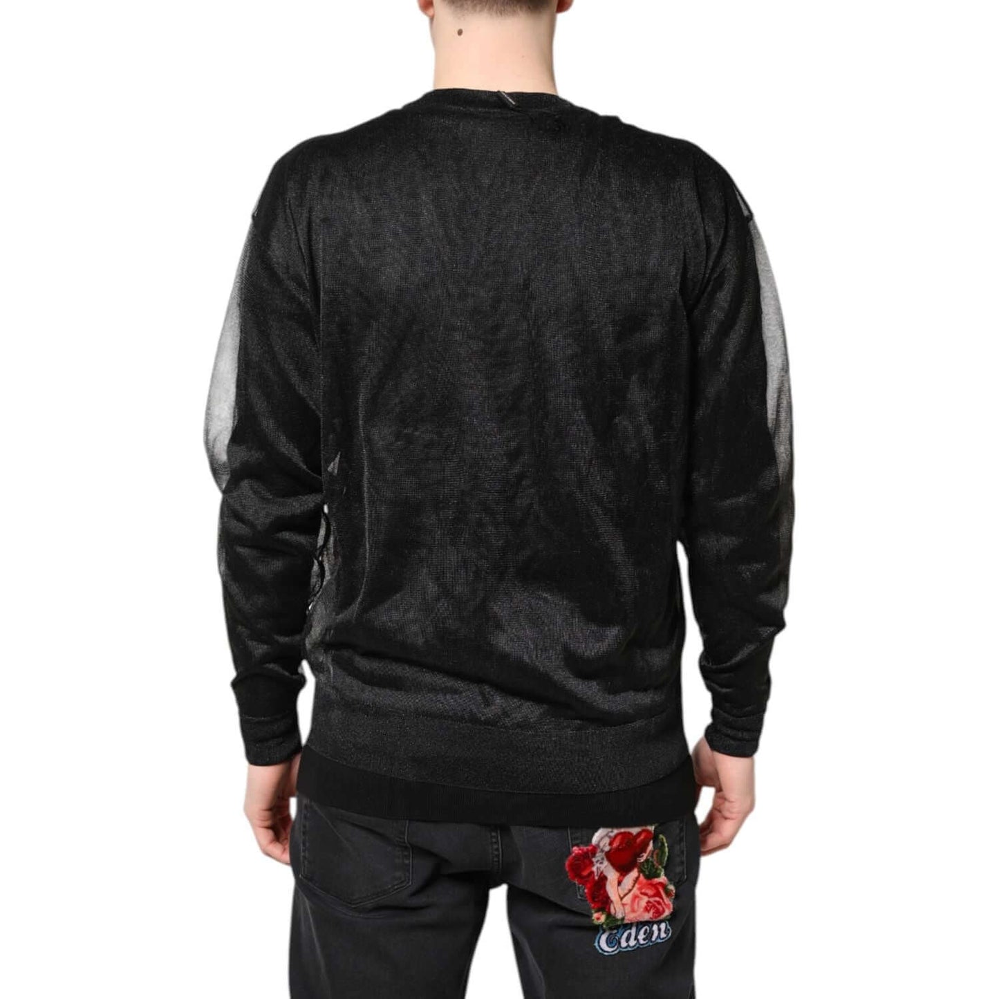 Dolce & Gabbana Black Logo Knitted Crewneck Pullover Sweater TSH87201-48