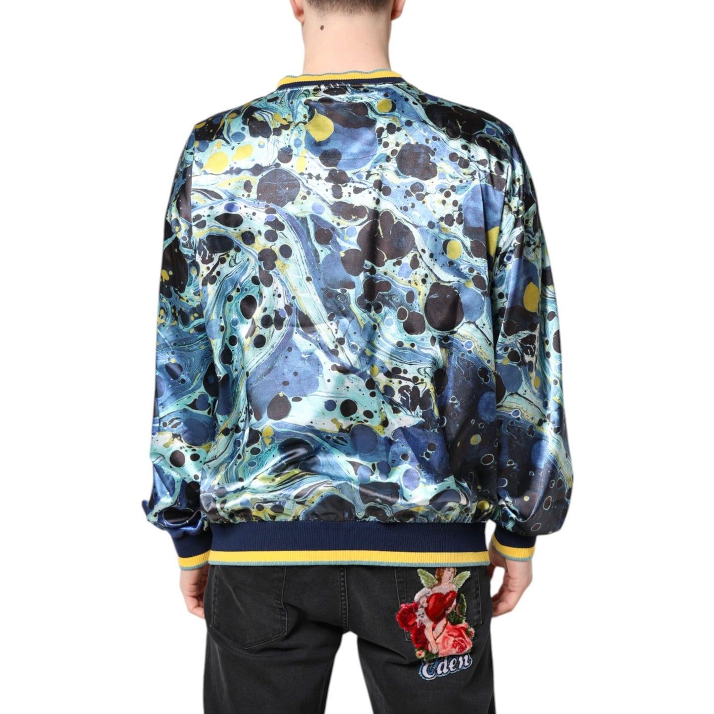 Dolce & Gabbana Multicolor Marble Print Men Pullover Sweater TSH87202-52