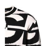 Dolce & Gabbana Black White Knit Logo Print Pullover Sweater TSH90251-48