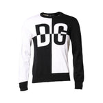 Dolce & Gabbana Black White Knit Logo Print Pullover Sweater TSH90254-48