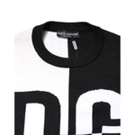 Dolce & Gabbana Black White Knit Logo Print Pullover Sweater TSH90254-48
